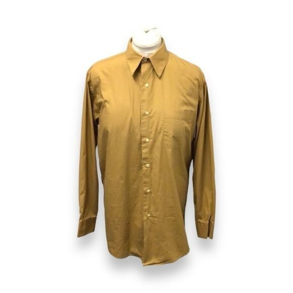 Alexander Julian Colours Mens Button-Up Shirt M 15-15.5 32/33 Gold - Picture 1 of 9